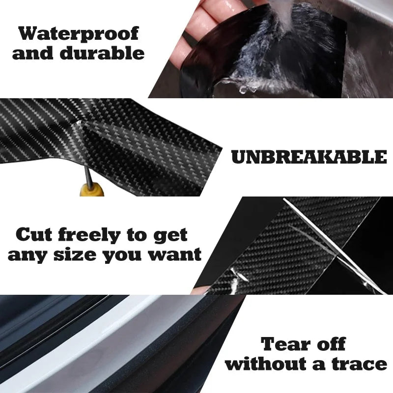 4pcs Thick Car Door Plate Protective Stickers Carbon FiberLeather Car Sticker Sill Scuff Cover Anti Scratch Decal
