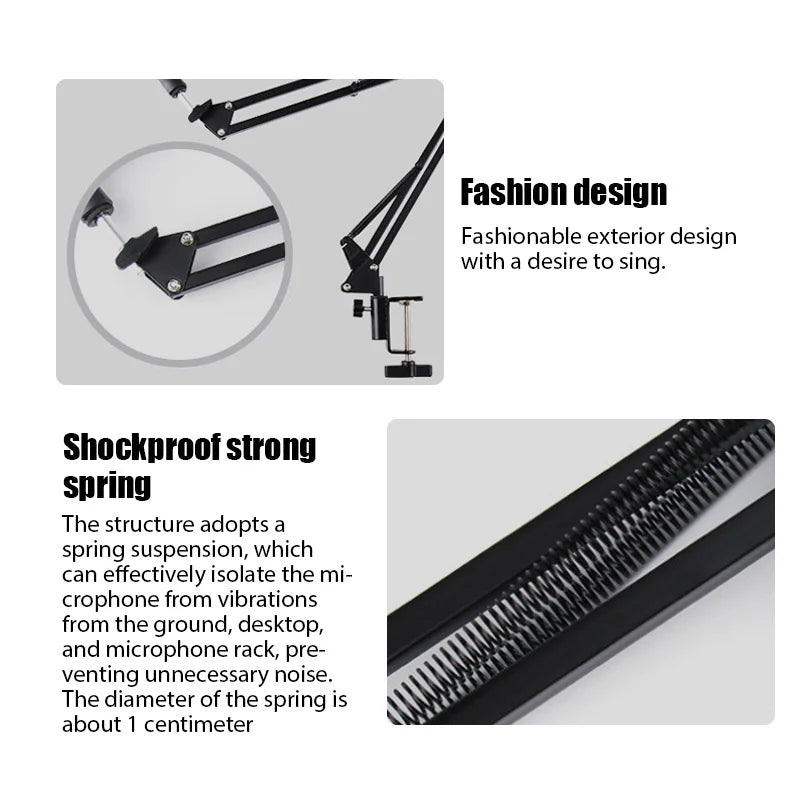 Desktop Adjustable Microphone Stand Boom Holder Professional Flexible Scissor Arm for Podcast/Streaming/Youtube