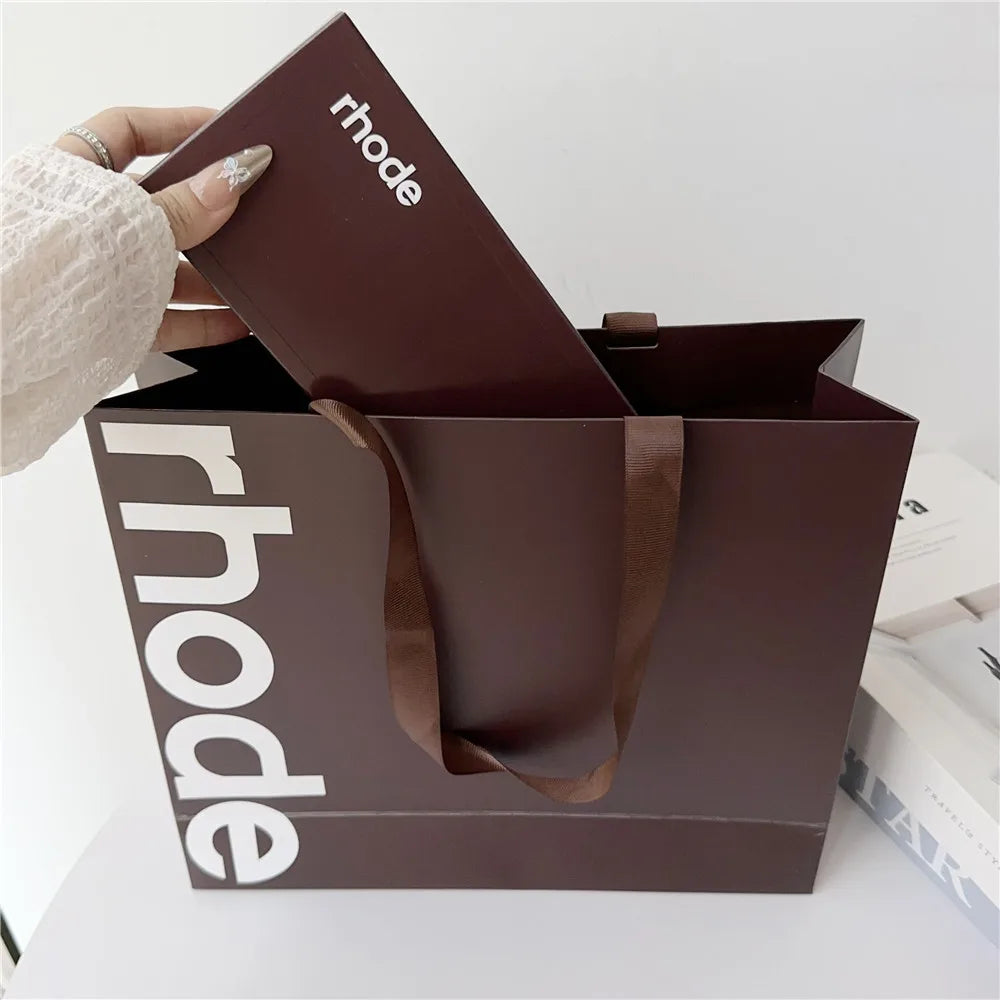 With Box Rhode Bag Fashion Phone Case for iPhone 16E 17 Air 16 15 14 13 12 11 Pro Max Plus Lip Gloss Portable Stand Cover Funda