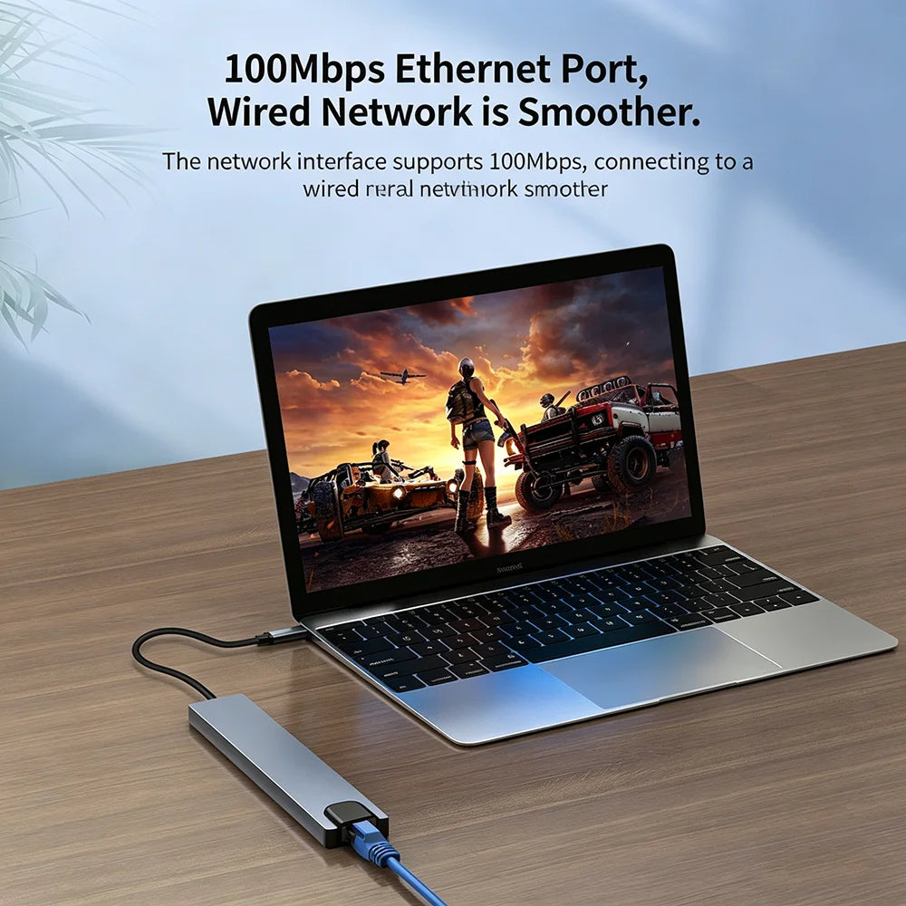 KEBIDUMEI 10-in-1 USB C Docking Station USB 3.0 HUB Type C to HDMI Adapter with RJ45 Ethernet Interface USB Splitter OTG Adapter