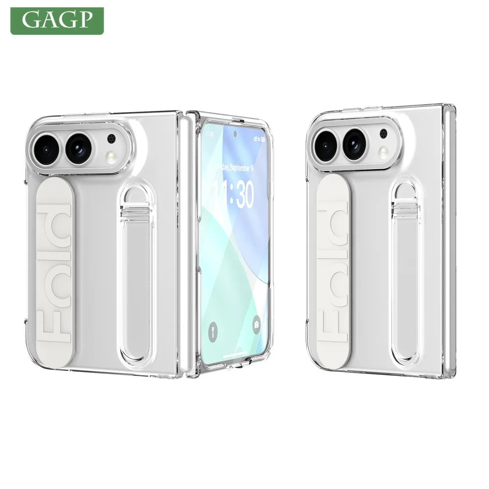For iPhone Duo Cases Luxury Wrist Strap Bracket Stand Holder Case for iPhone Duo 18 Fold Solid Color Built-in Front Film Cover