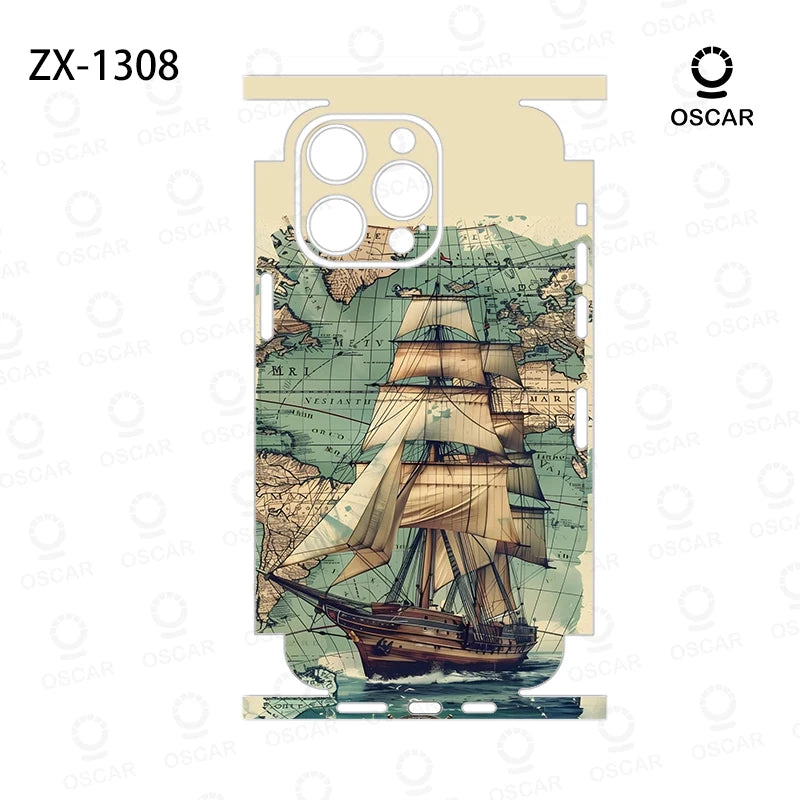 OscarSkinZ Wrap For iPhone 17 16 Pro Max Sticker 15 14 Plus Back Film 13 12 Mini Protective Decal Side Frame Back Protector