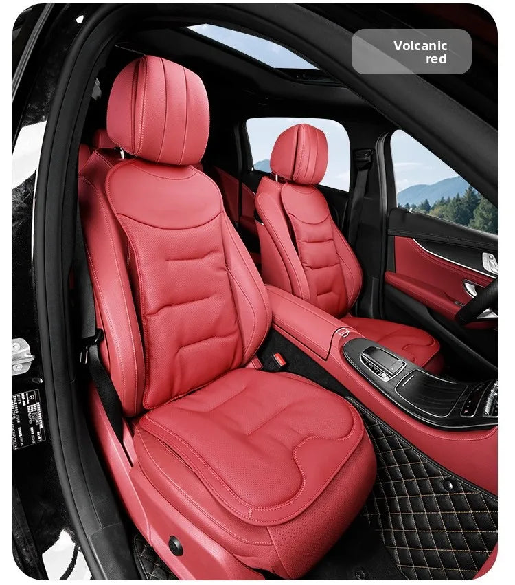 Universal Perforated Nappa Leather Car Seat Cover Luxury Sedan SUV Breathable Comfortable Cloud Cotton Cushions Car Seat Cover
