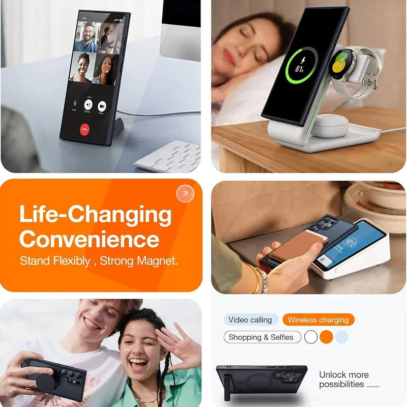 UYUXIO Magnetic Mobile Phone Case with Kickstand for Samsung Galaxy S26 S25 S24 S23 Ultra FE S22 Plus Stand Cases with Holder
