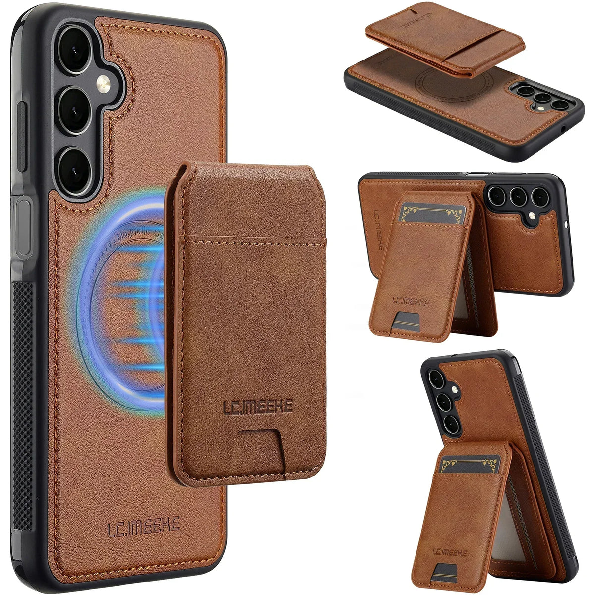 Detachable Leather Case For Samsung Galaxy S26 S25 Ultra S24 Plus S22 S21 FE A55 A35 A16 A36 A56 A15 A14 Card Wallet Phone Bag