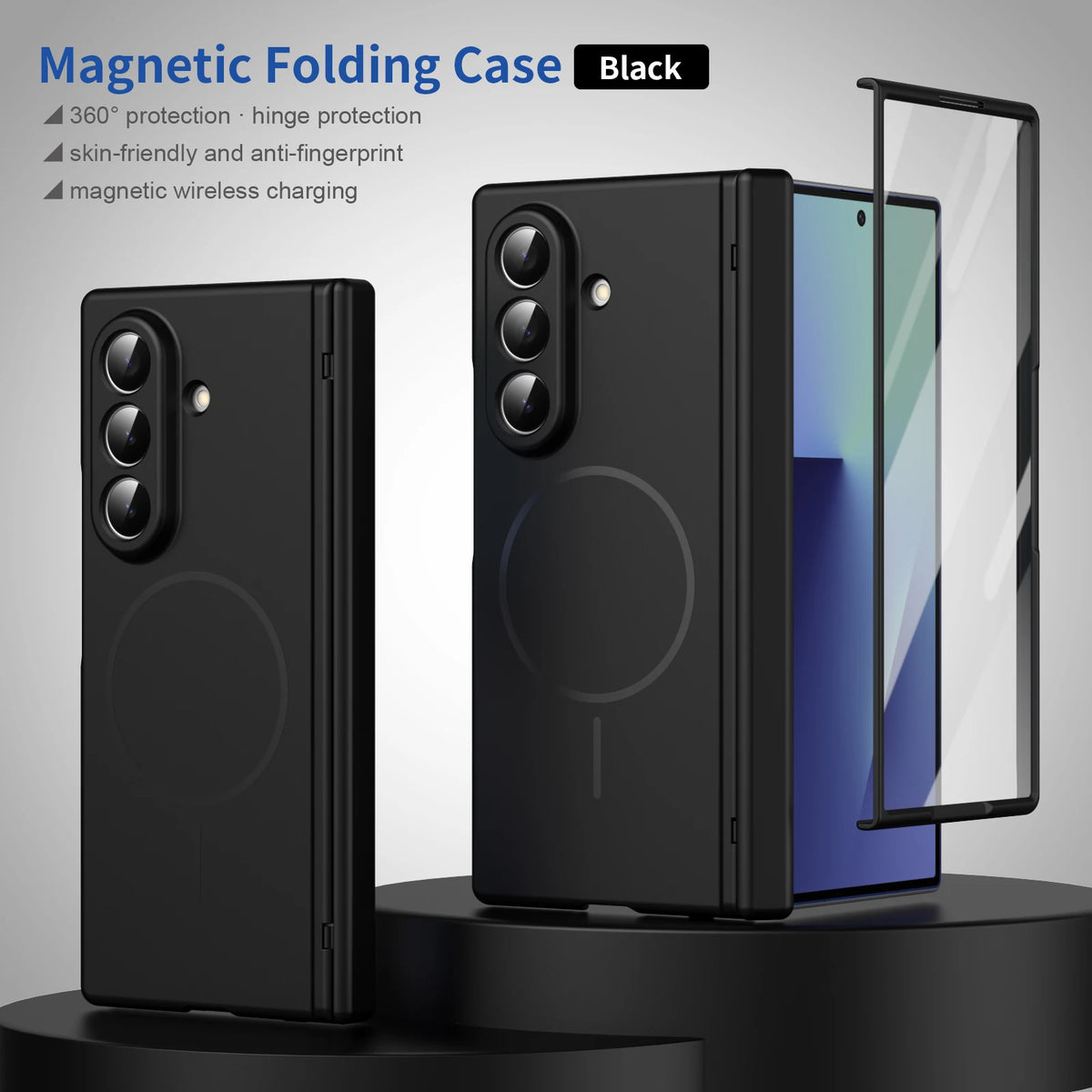 Magnetic Full Cover Hard PC Back Phone Case With Hinge Protection For Samsung Z Fold 8 Ultra 7 6 5 4 With Glass Film Protector