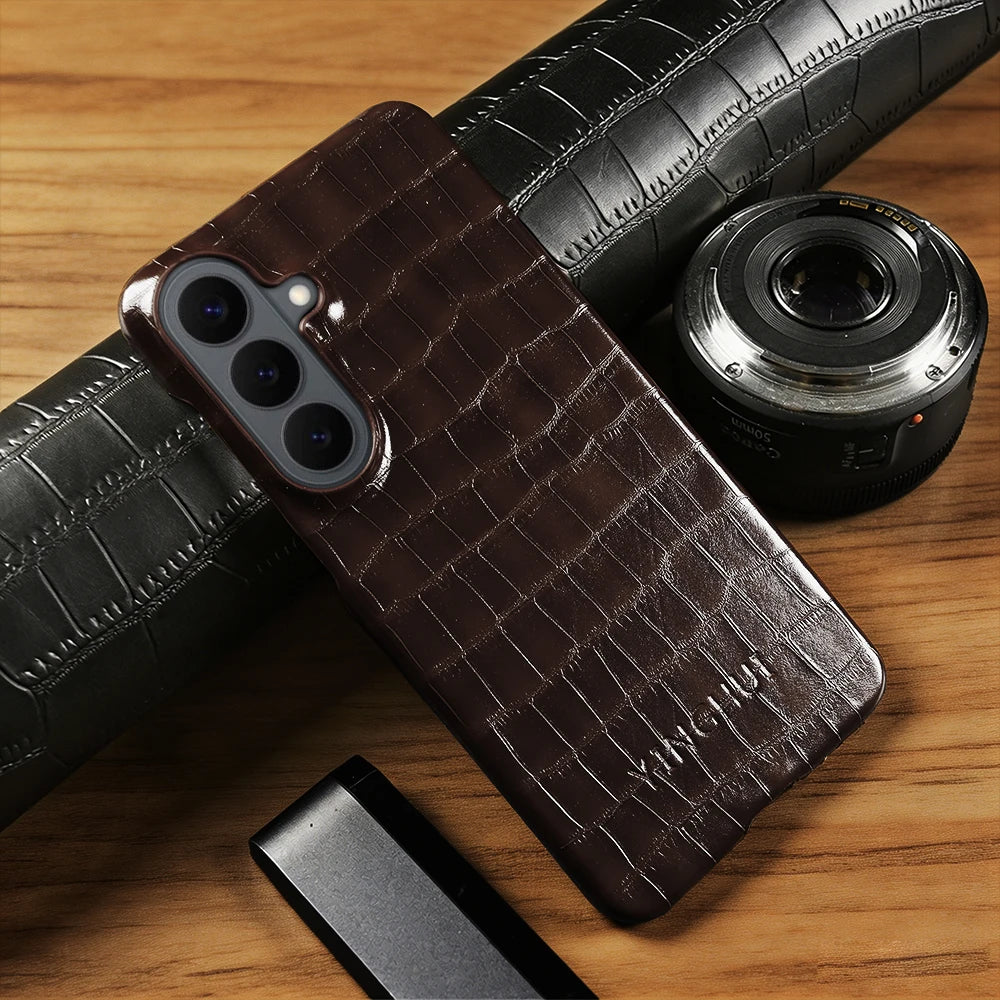 Luxury Crocodile Leather Case For Samsung Galaxy S26 Plus S24 FE S25 Edge S23 S22 S21 S20 Note 20 Ultra Phone Cases Back Cover