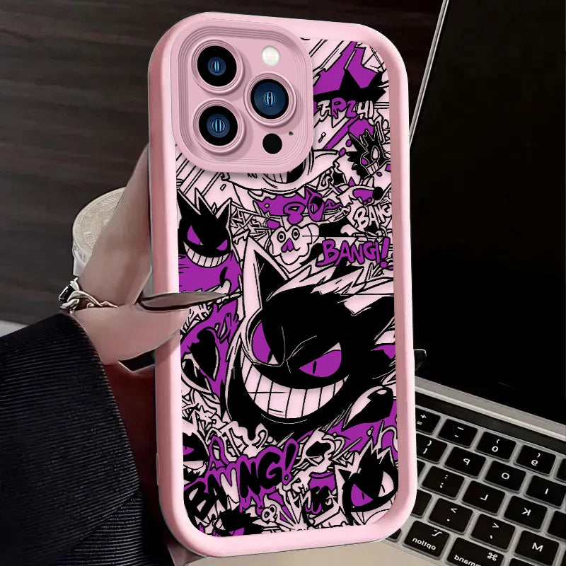 P-Pokemon Gengar Graffiti Phone Case for iPhone 17 Air 16 16E 15 14 13 12 11 Pro Max X XS X S Max XR SE 2020 SE4 7 8 Silicone
