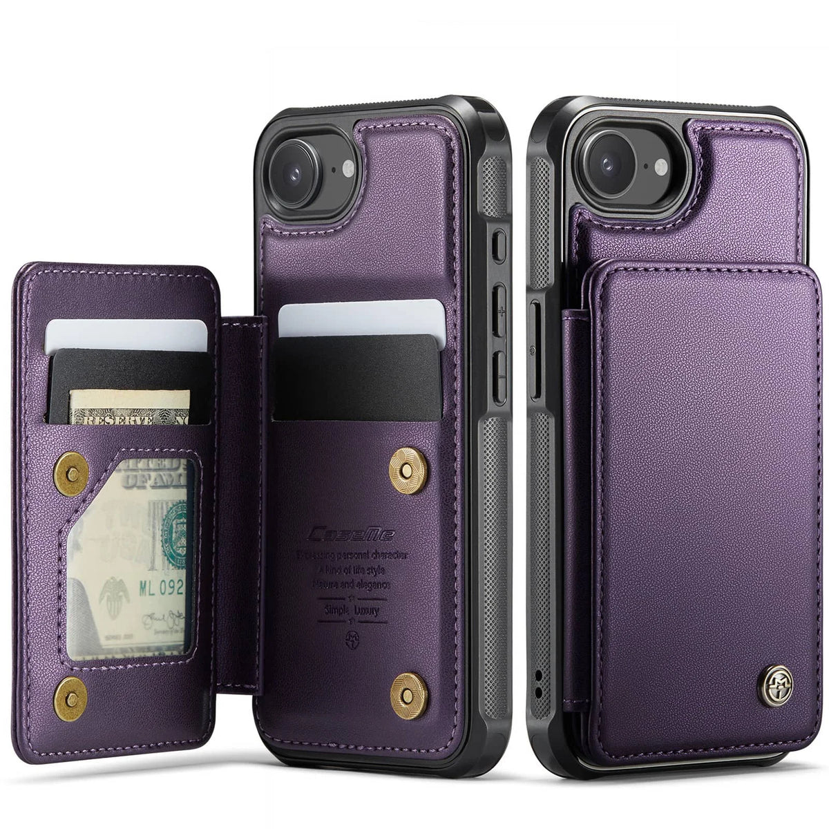 For iPhone 17e/16e Case with Card Holder Wallet Case with RFID Blocking, Durable Leather Kickstand Magnetic Clasp Shockproof