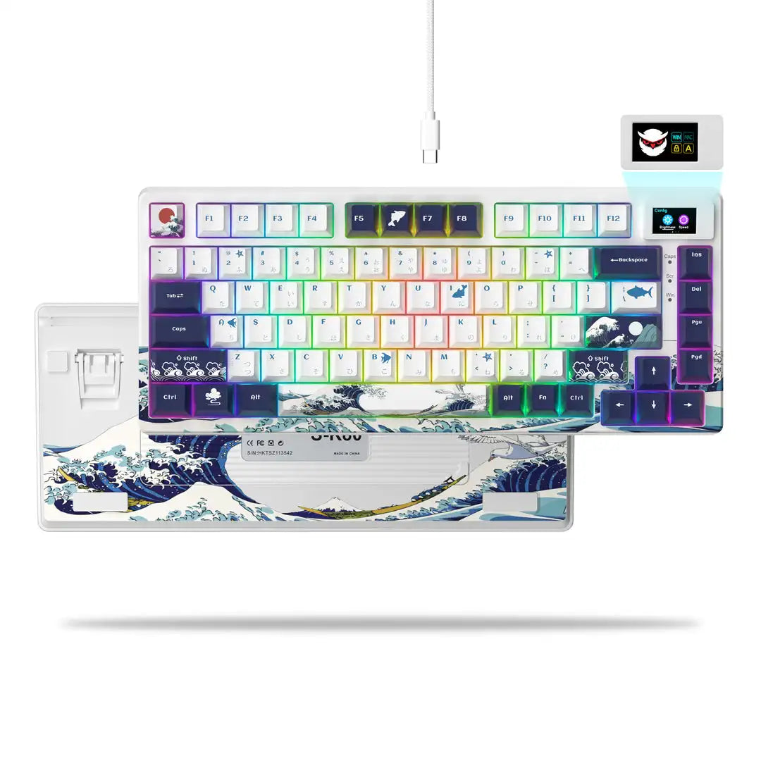 Womier SK80 Gasket Mounted Mechanical Keyboard 81 Key Gamer Keyboard 75% Hot Swap RGB Gaming Keyboard with Smart Display for PC