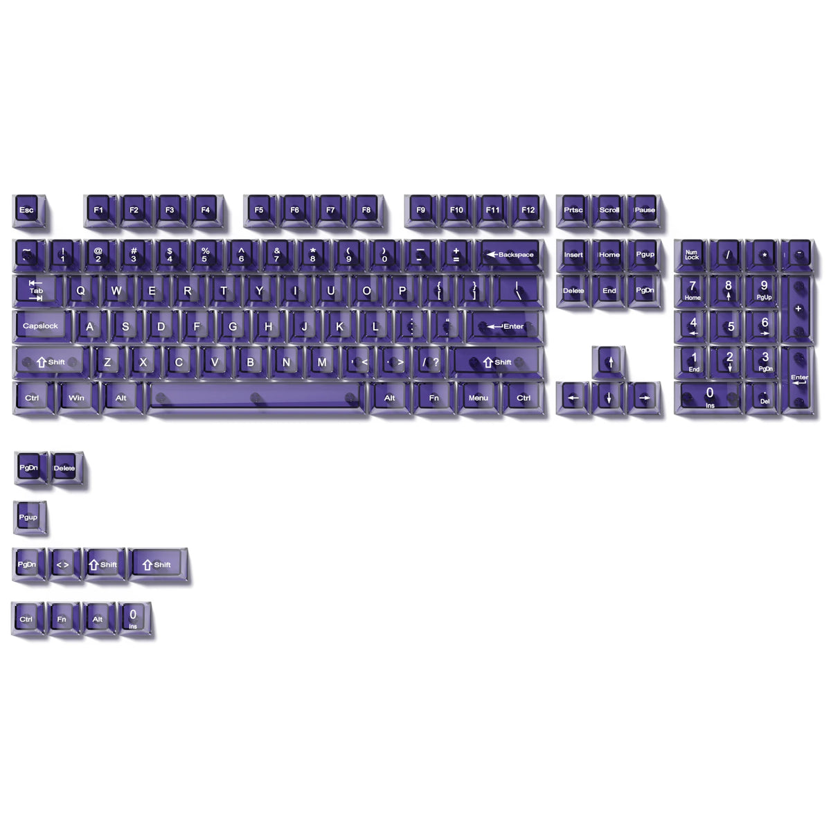 115 Keys Semi-transparent RGB Backlit PC Keycaps MDA Profile Foggy Pink UV-print Keycaps for Cherry Gateron MX Switches Keyboard