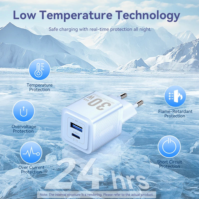 Vention GaN 30W Fast Charger for iPhone 17 16 15 14 13 PD3.0 Charger for iPad Pro Xiaomi Samsung USB Type C Mobile Phone Charger