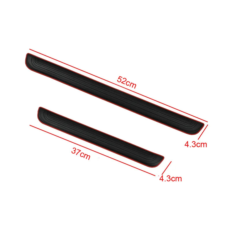 4Pcs Black Rubber Car Door Sill Scuff Covers Anti-Scratch Exterior Panel Guards Door Trim Protectors Car Decor Accessories