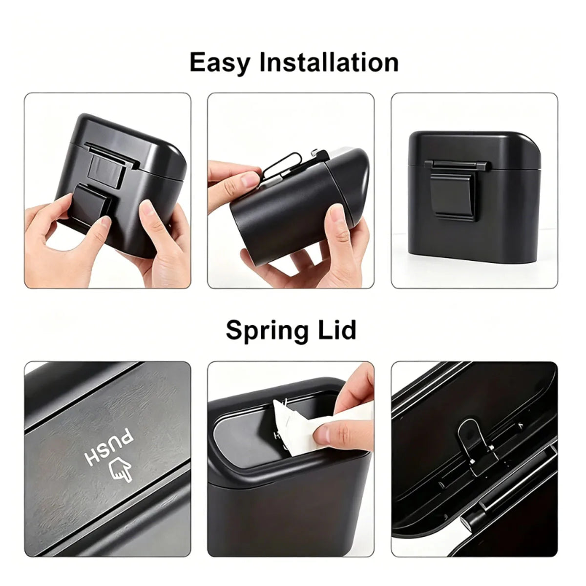 Car Trash Can, Mini Leakproof Trash Can for Car Desk, Thickened Garbage Bags Included, Portable Small Waste Bin for Vehicle