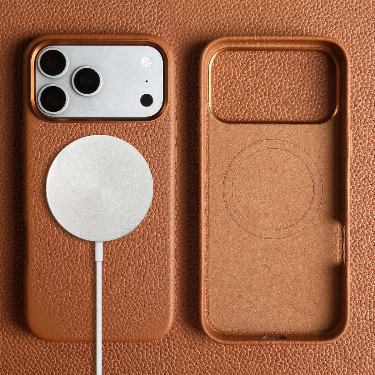 For iphone 17 Pro Max Case 16 15 14promax 13pro Premium Genuine Leather Cover for Magsafe Magnetic Funda Cases Coverage Carcasa