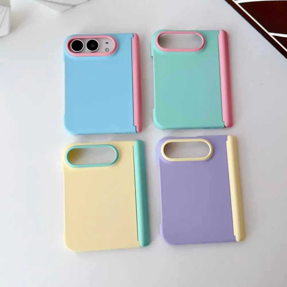 Camera Color Collision Hinge Protection Case For iPhone Duo For iPhone Folding Double Axis Frosted Shockproof Shell