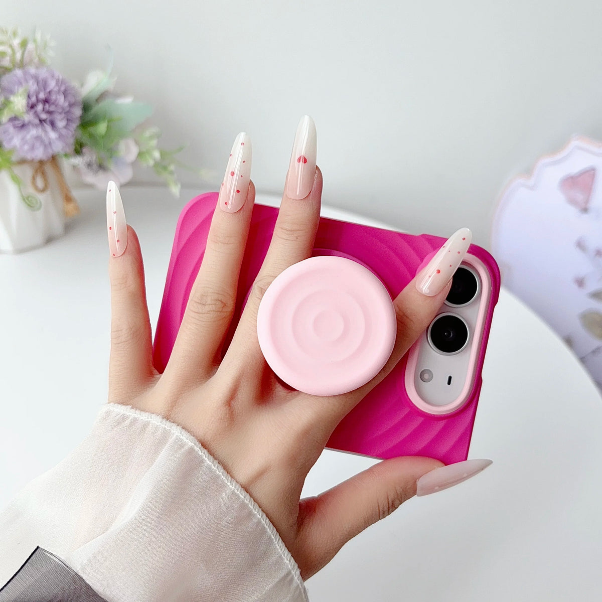 Case For Apple iPhone Duo For Foldable iPhone Duo For Magsafe With Magnetic Ring Ripples Stand Luxury Silicone Ripples Cover