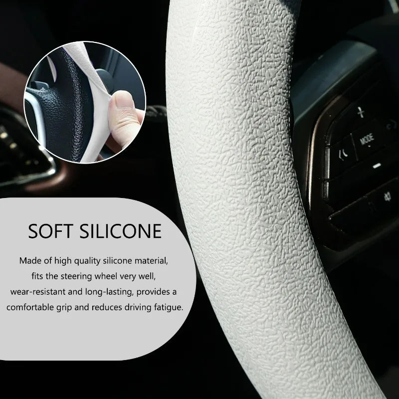 Car Steering Wheel Cover Universal for Round & D-Shaped 32cm Wheels Comfort Grip All Seasons Silicone Non-Slip Sweat-Absorbent