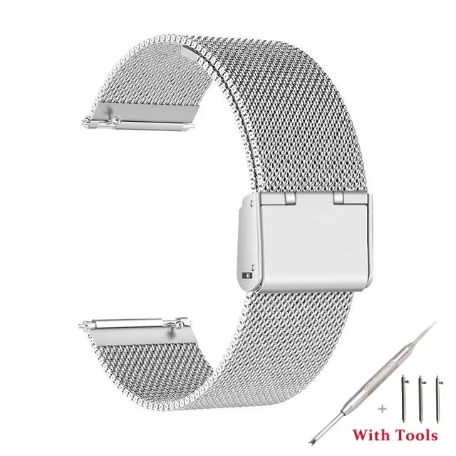 18mm 20mm 22mm 24mm Width Quick Release Full Stainless Steel Watchband Wristwatch Universal Flat Head Watch Strap Accessories