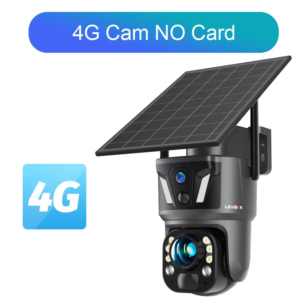 LS VISION 4K 99X Optical Zoom 4G Solar Camera Outdoor WiFi PTZ Dual Screen Dual PIR Detection Auto Tracking CCTV Camera Ubox App
