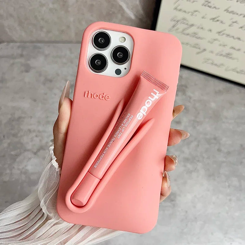 Hot Brand Lemontini Phone Case for IPhone 11 12 13 14 15 16 Pro Max Plus 17 Air Makeup Lip Gloss Silicone Cover with Lip Glaze