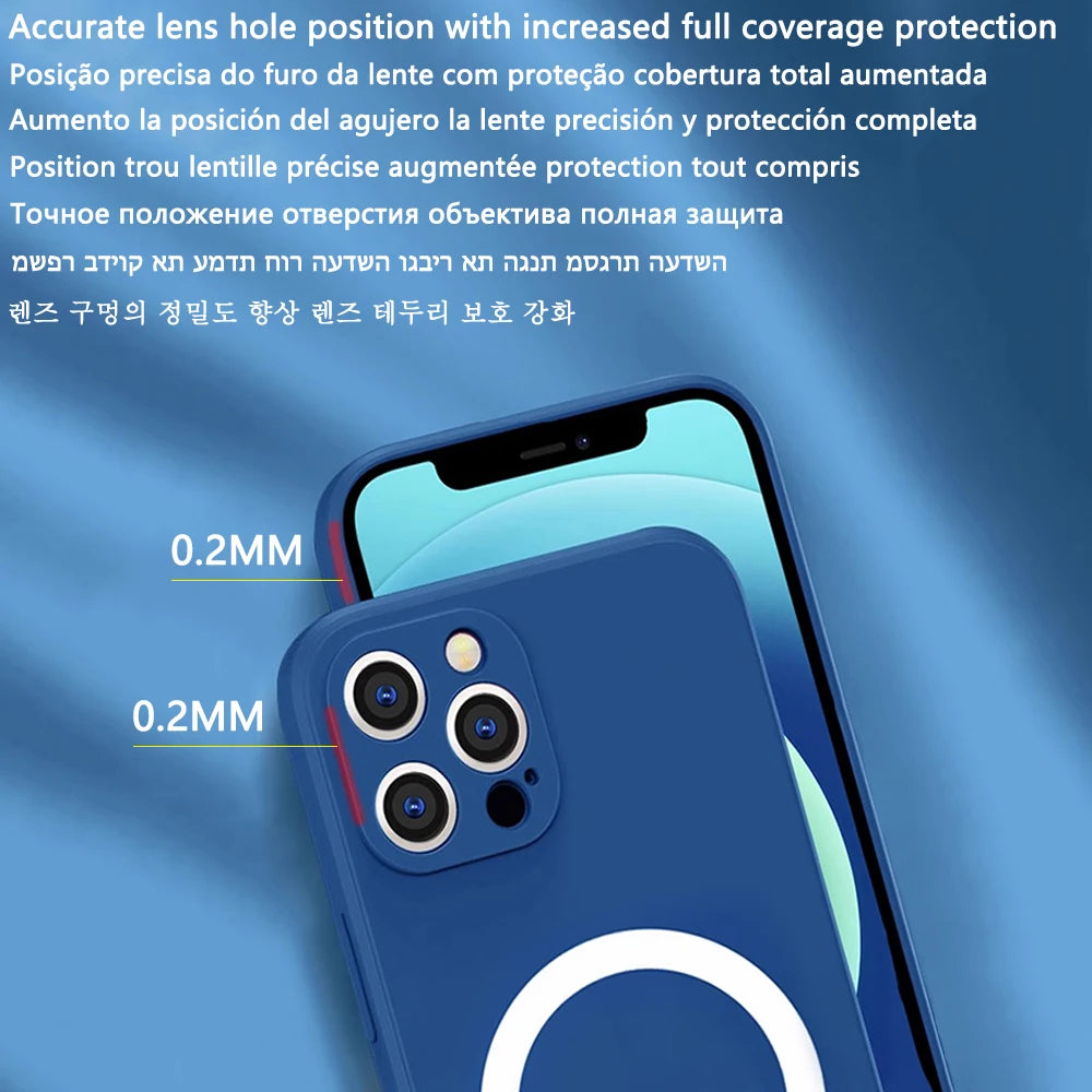 For Apple Magnetism Cover Original Liquid Silicone Magsafe Case Iphone 14 13 12 Mini 11 Pro Max X Xs Xr 7 8 Plus Se 202 Flocking