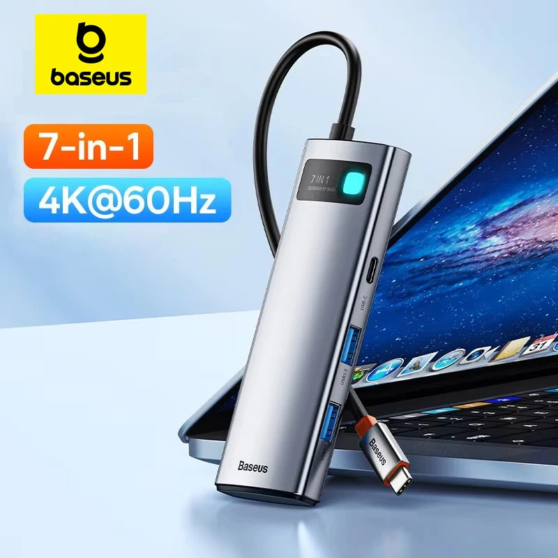 Baseus 7-in-1 Gen 2 USB C HUB 4K@60Hz HDMI 3* USB 3.0 PD 100W Type C Port SD/TF Card Reader for Macbook iPad M2 M1 Steam Deck