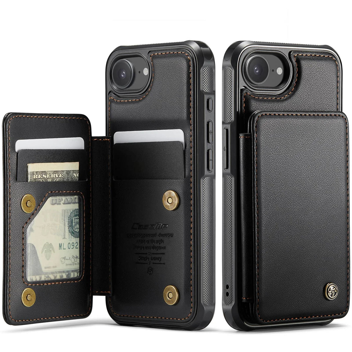 For iPhone 17e/16e Case with Card Holder Wallet Case with RFID Blocking, Durable Leather Kickstand Magnetic Clasp Shockproof