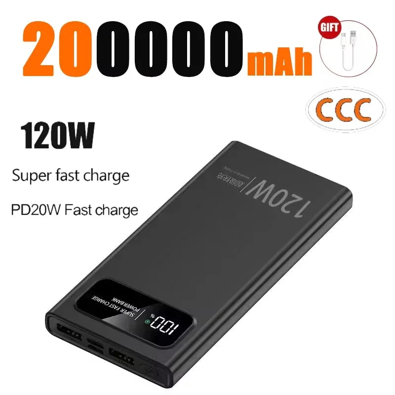 Lenovo CCC 500000mAh 120W Power Bank For Xiaomi Large Capacity Super Fast Charging Battery Digital Display Power Bank For iPhone