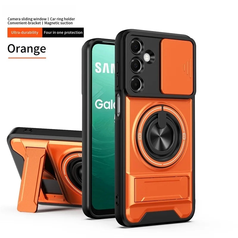 Armor Case For Samsung Galaxy S26 S25 S24 S23 S22 Ultra Plus S26Edge S25Edge S25FE Magnetic Stand Holder Ring Lens Protect Cover