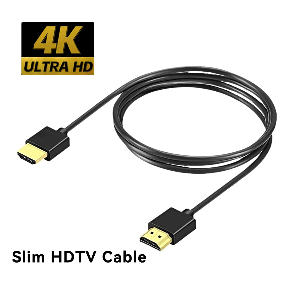 Ultra Thin HDTV Cable 4K 60Hz hdmi High Speed HDTV OD 3.2mm Slim Audio Video Cord 0.5m 1m 1.5m 2m 3m for HDTV Laptop Projector