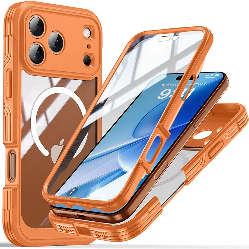 For MagSafe Wireless Charging 360° Fully Protected Double-sided Transparent Magnetic Case For iPhone 17 Pro Max&Air Back Cover