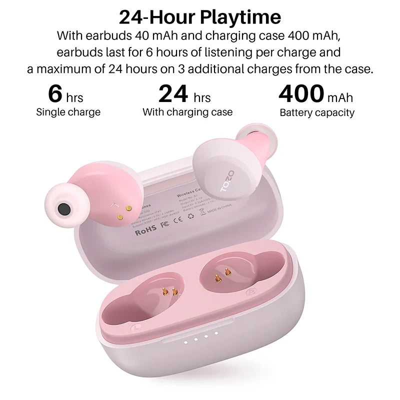 Refurbished TOZO TWS Earbuds in-Ear Wireless Bluetooth Headsets with With Mic Touch Control Sport Waterproof for Iphone Android