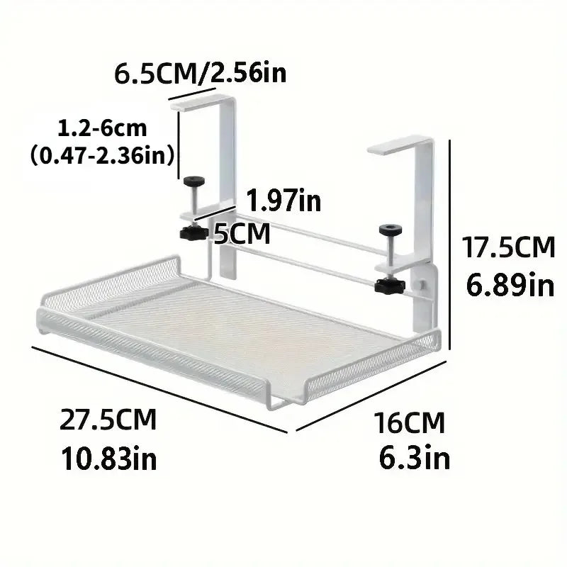 Under Desk Cable Management Tray with Storage Rack - Punch-Free, Suitable for Home Office Desktop Organization, Multi-Function