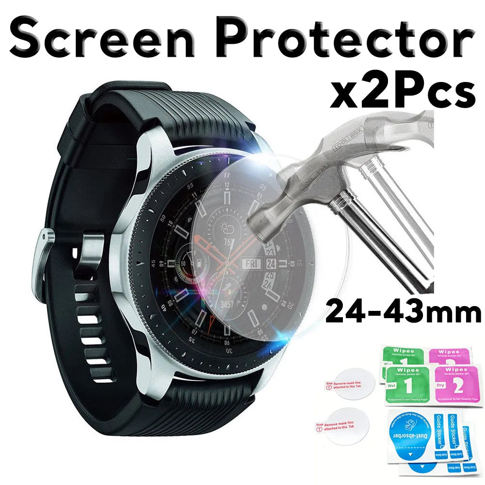 2Pcs 24mm to 43mm Watch Tempered Glass Screen Protector Smart Watch Protective Screen Film Guard Anti Scratch Crystal