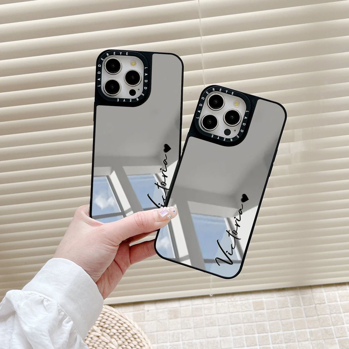 Personalized Customized Name Case For iPhone 18 17 16 15 14 13 12 11 Pro Max Plus Plating Makeup Mirror Pattern Cover 16 Pro