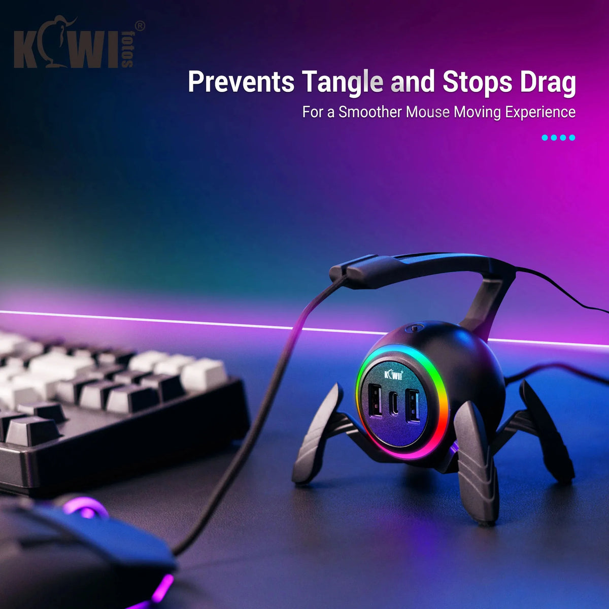 New Mouse Cable Holder RGB Light Gaming Mouse Bungee Cord Clip Wire Organizer Flexible For E-sports Mice Perfect Playing Game