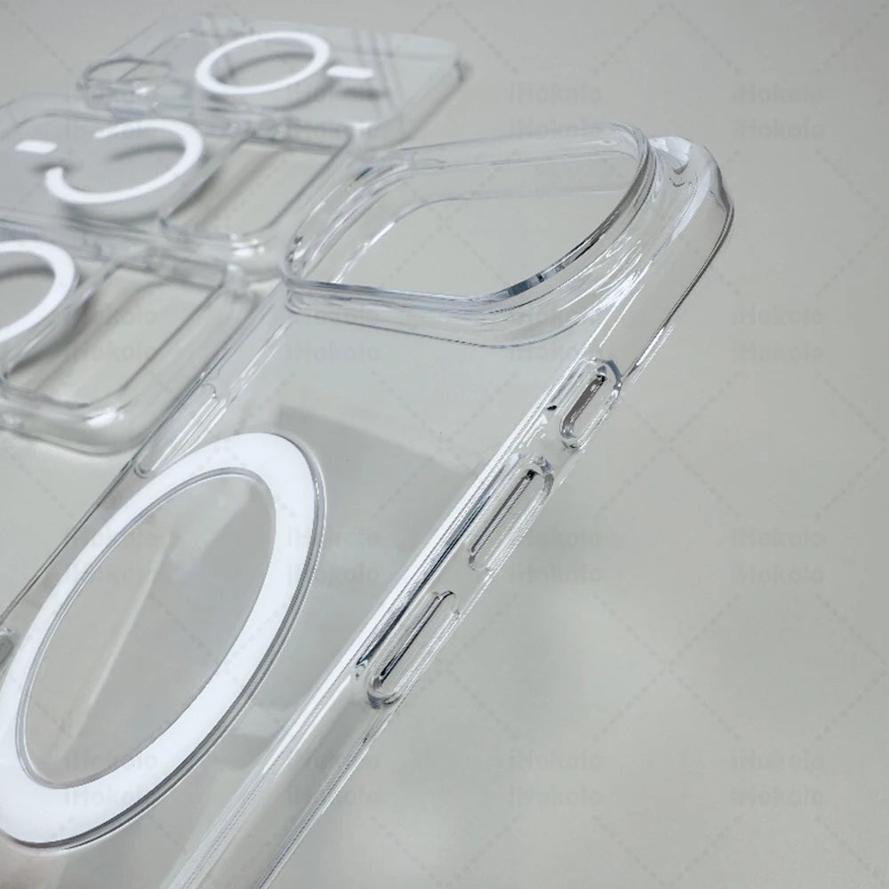 Original Magnetic Clear Case For iPhone 17 16 15 14 13 12 Pro Max Camera Control Transparent Cover For Magsafe Wireless Charging