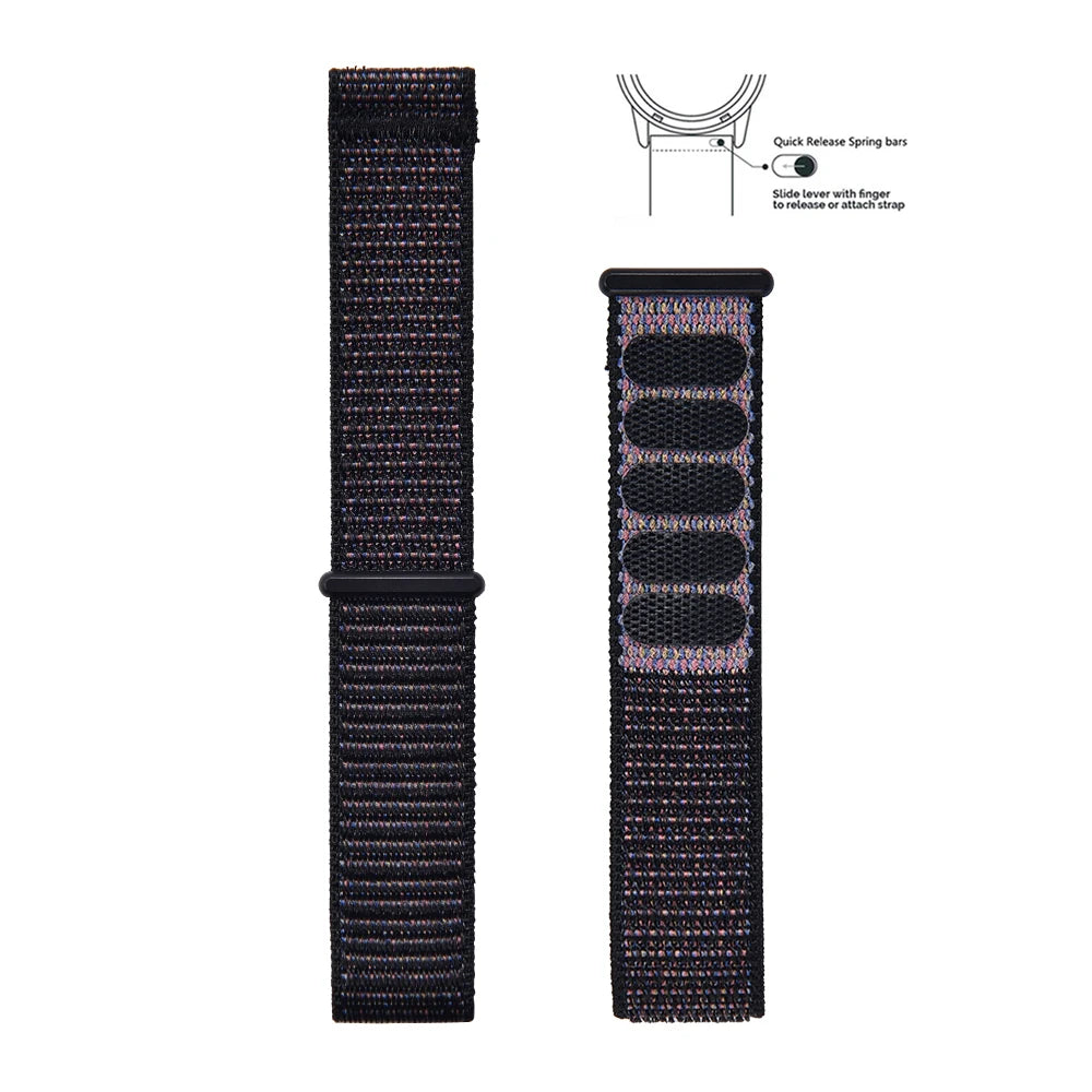 2026 Colorful Elastic Hook Loop Nylon Watch Strap Lightweight Adjustable Breathable Replacement Band 20mm/22mm