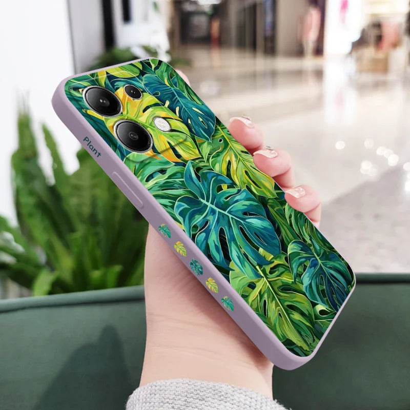 Monstera Deliciosa Phone Case For Xiaomi Redmi Note 14 13 12 12S 11 11S 10 10S 9 9S Pro Plus 4G 5G Liquid Silicone Cover
