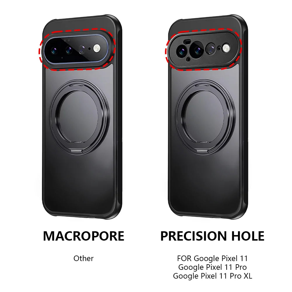 Matte&Clear Magnetic 360° Rotation Stand Case For Google Pixel 11 10 9 Pro XL 8 7 6 Pro 10a 9a 8a 7a 6a Metal Ring Holder Cover