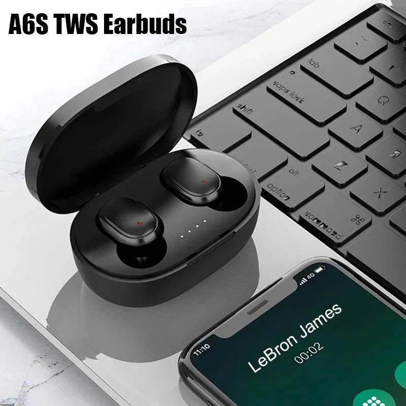 New A6S TWS Wireless Bluetooth Headphones Sports Earbuds Fone Bluetooth Headphones with Microphone