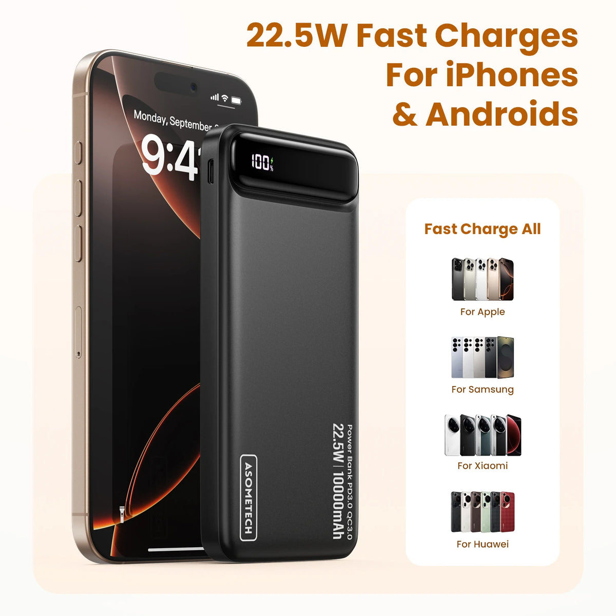 Power Bank 10000mAh 22.5W Portable Charger PowerBank External Battery Fast Charging For iPhone16 15 14 Xiaomi poweer bank