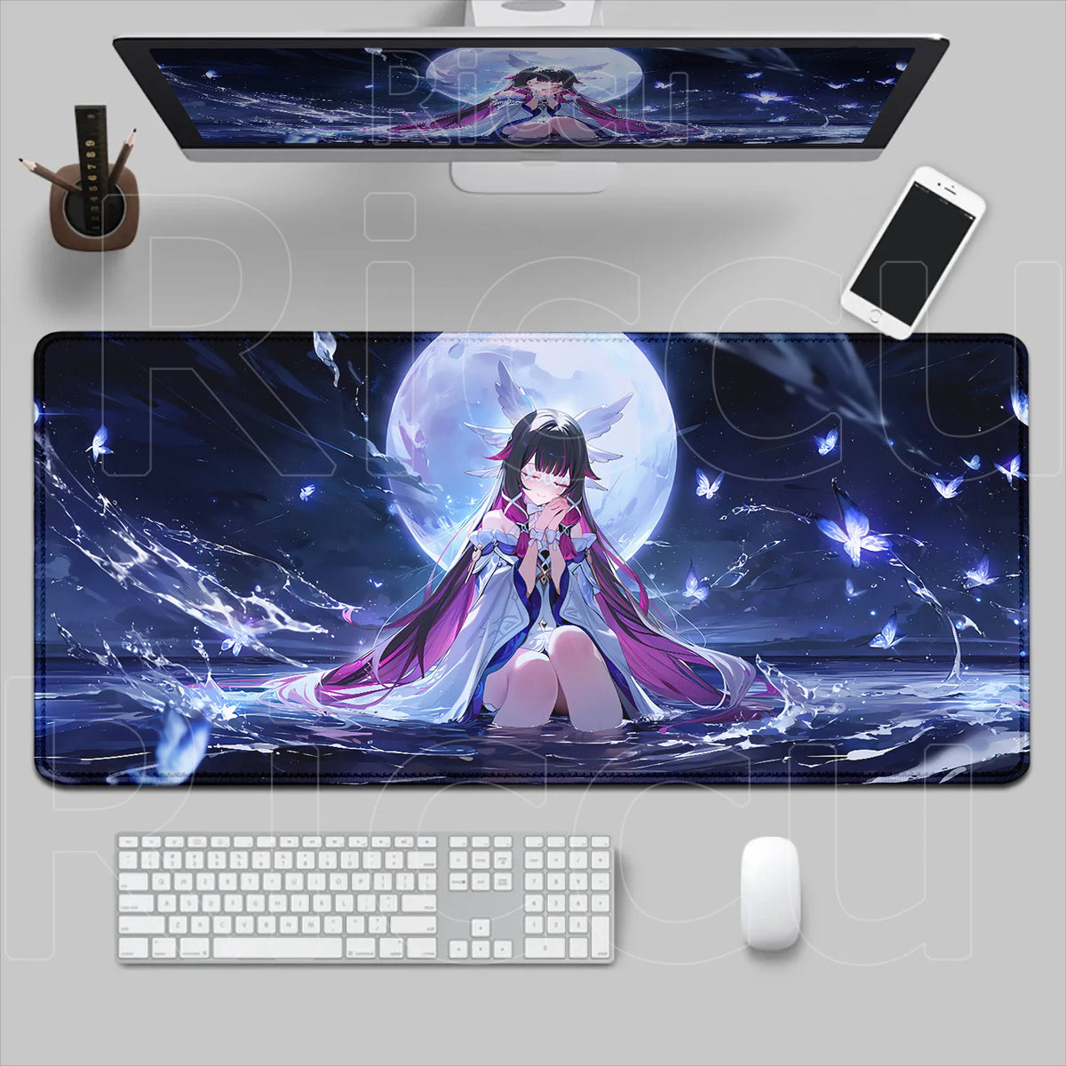 Kawaii Genshin Impact Columbina Mouse Pad Gaming Locking Animal Edge Big Computer Game Large Rubber Art Mousepad Laptop Desk Mat