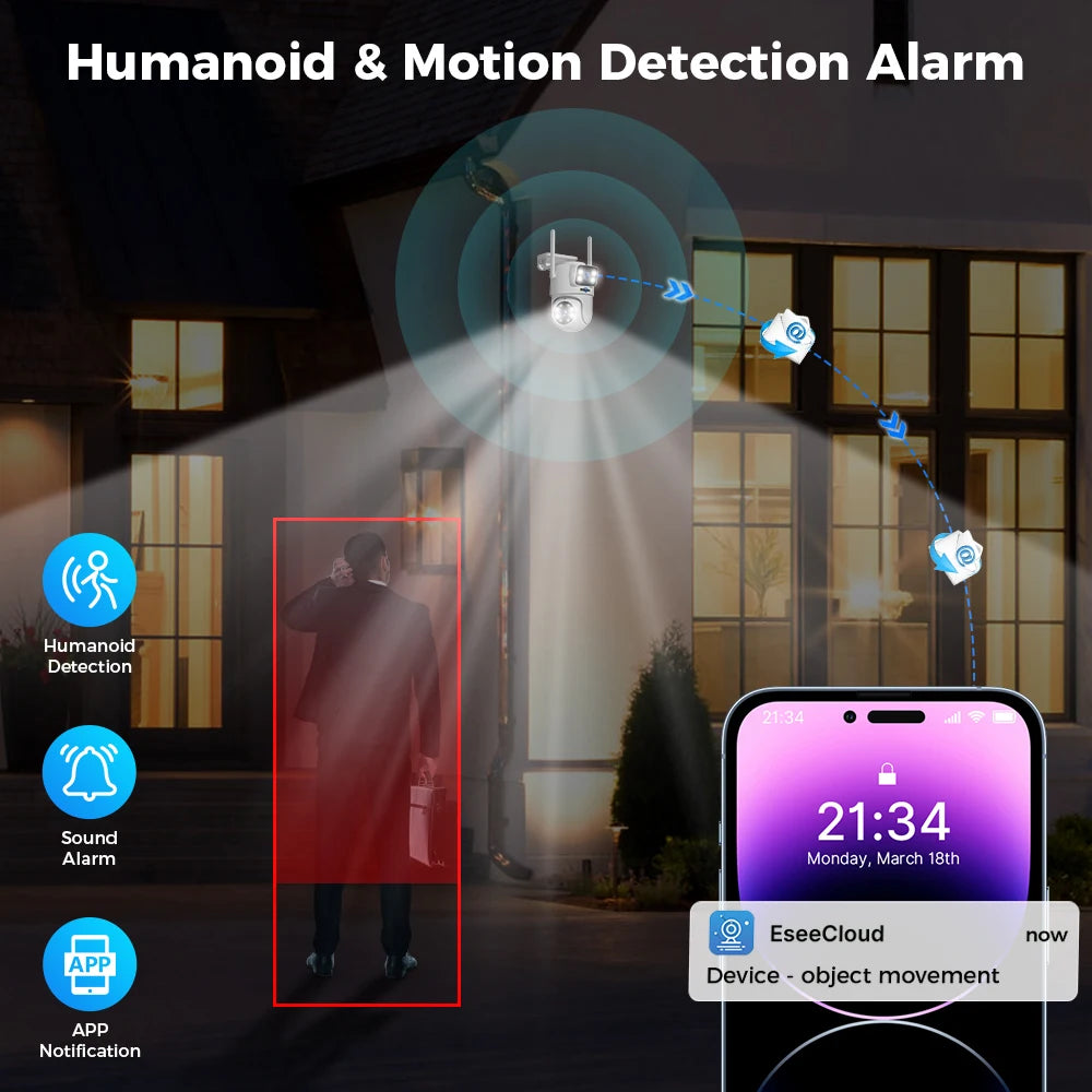 Hiseeu H.265 10CH NVR 3K 6MP Surveillance System Dual Lens Smart PTZ IP Camera Color Night Vision Auto Tracking WiFi CCTV System