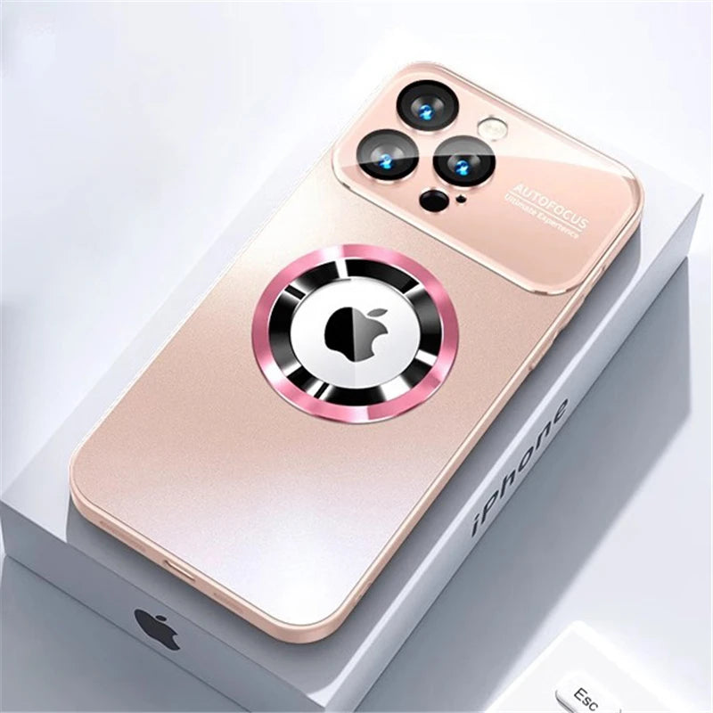 Luxury Titanium Metallic Color Matte Magnetic Case for iPhone 17 16 Pro Max 15 14 Plus 13 12 For Magsafe Wireless Charge Cover