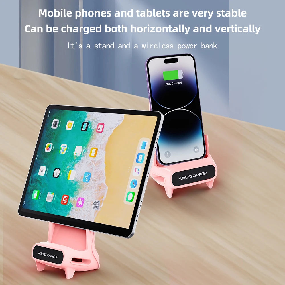 15W Portable Mini Chair Wireless Charger Stand Desktop Super Fast Charging With Speaker Function Universal Mobile Phone Stand