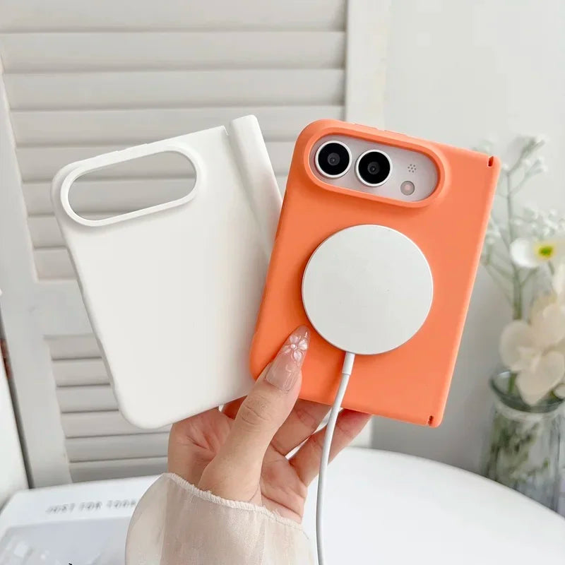 Luxury silicone For Magsafe Magnetic phone case, for iPhone Duo anti drop protective case, supports wireless charging Cover