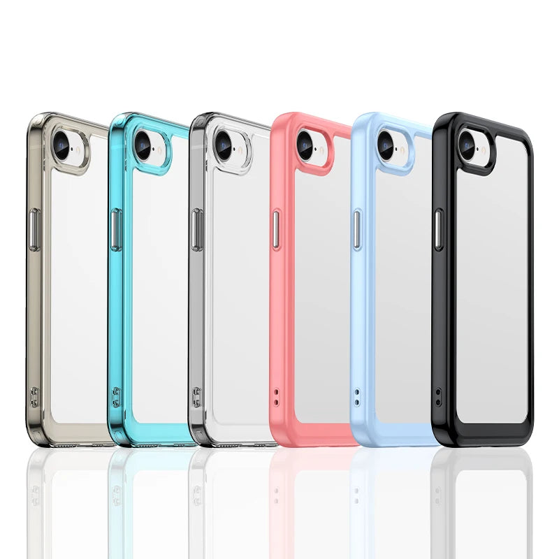For iphone 17e Case For iphone 17e 16e Cover Coque Funda Hard Translucent Soft Frame Clear Back Phone Case iphone 17e