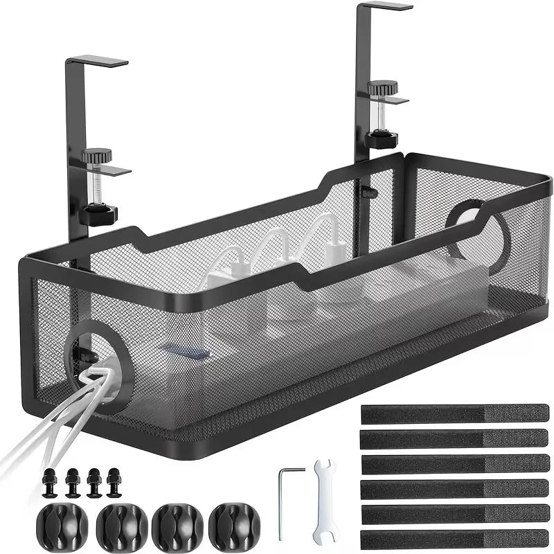 1-2PCS Under-Desk Cable Management Tray Office Cable Organizer No Drilling Desktop Cable Tray for Neat Cable Arrangement